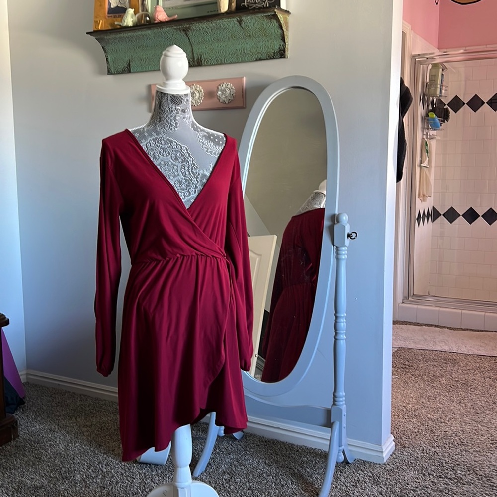 Maroon wrap dress